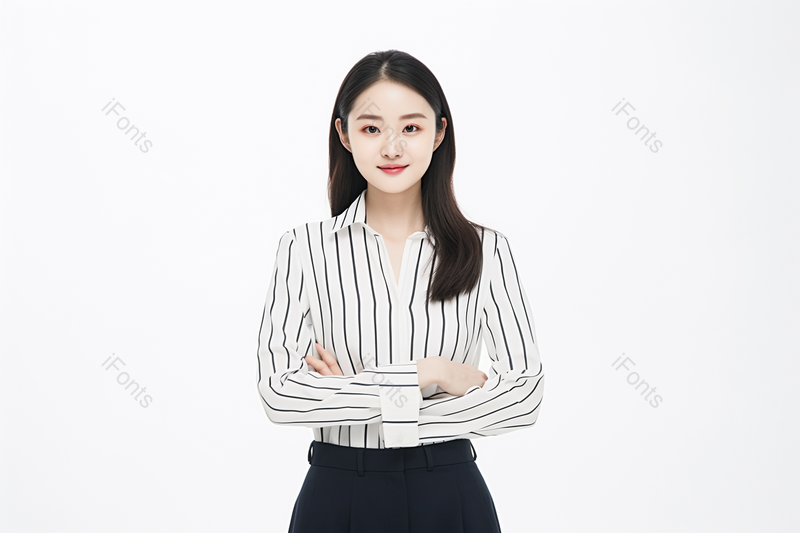 条纹上衣黑色裤子的商务女性形象摄影,高清,摄影图,摄影图片,图片大全,摄影图免费下载